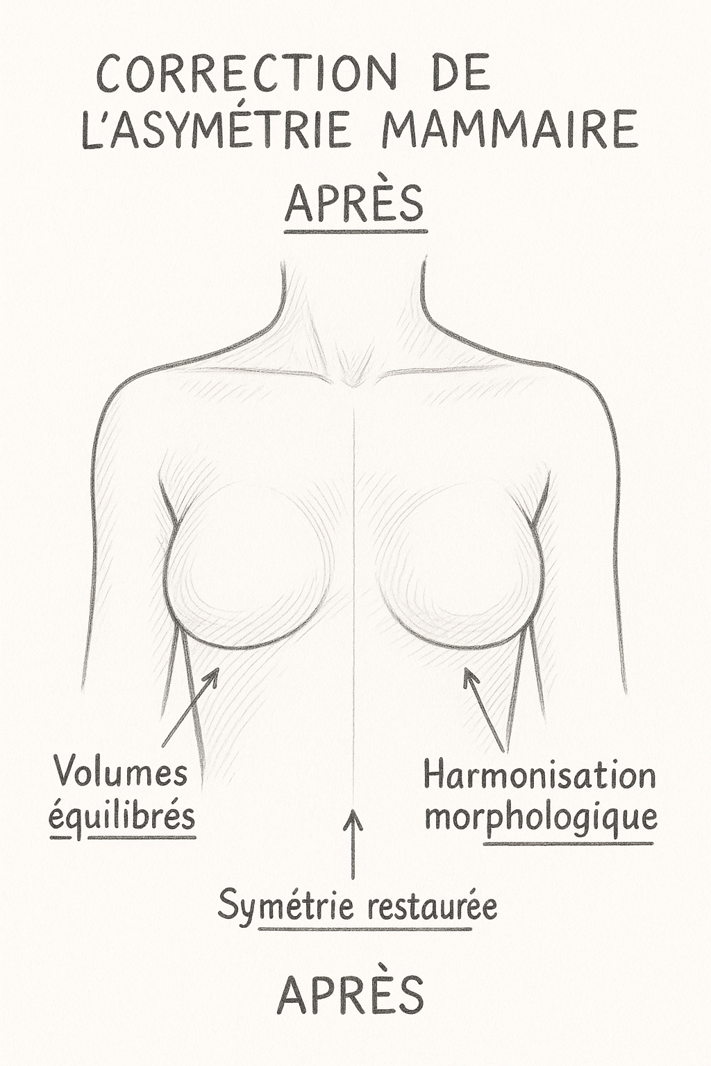 Après correction de l'asymétrie mammaire