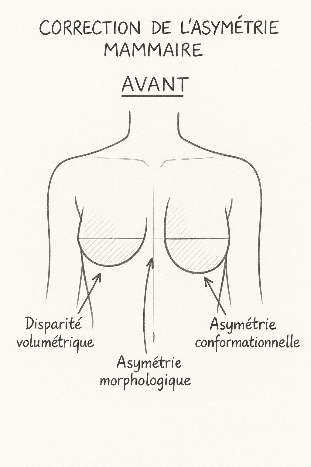 Avant correction de l'asymétrie mammaire
