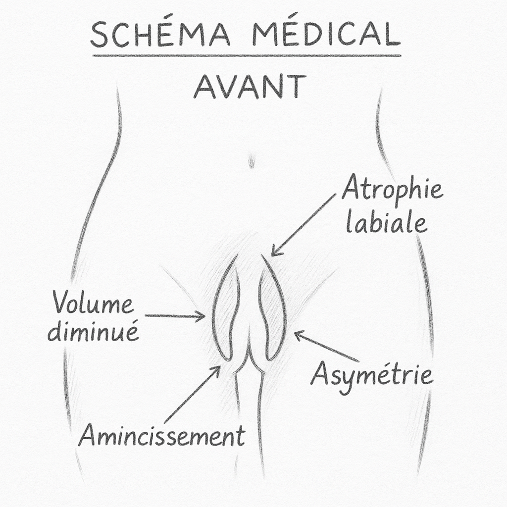 Prima della lipostruttura delle grandi labbra